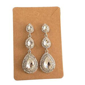 Bridal Wedding, Prom, Special Events Silver Plated Austrian Crystal Earrings